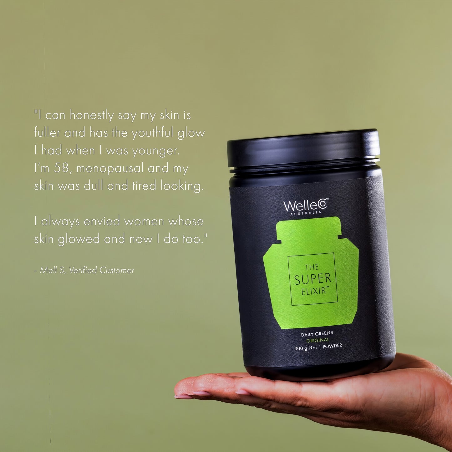 WelleCo The Super Elixir Daily Greens Powder Probiotic Drink Mix