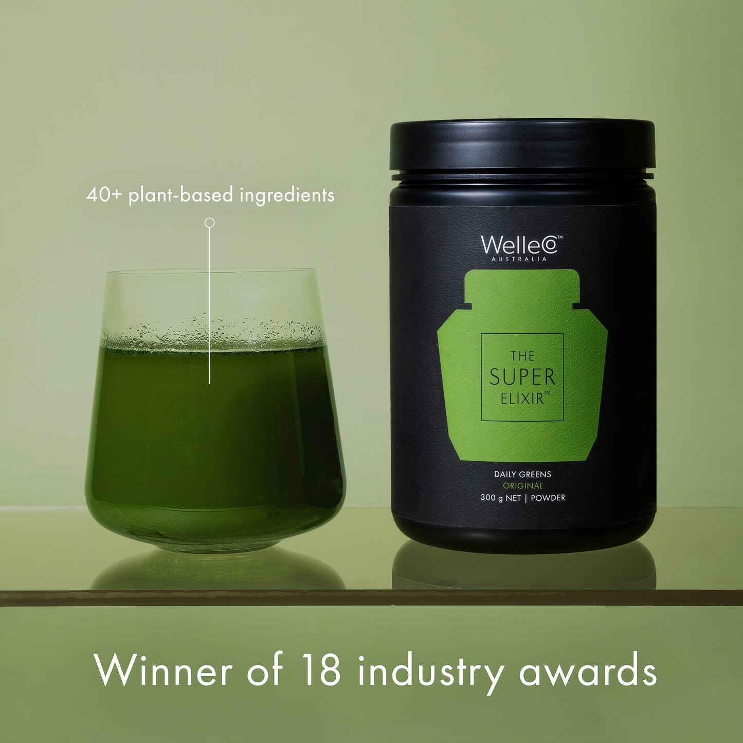 WelleCo The Super Elixir Daily Greens Powder Probiotic Drink Mix