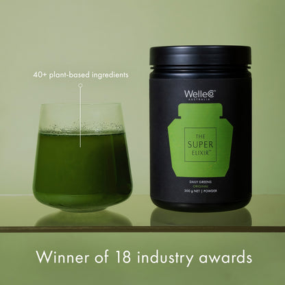WelleCo The Super Elixir Daily Greens Powder Probiotic Drink Mix