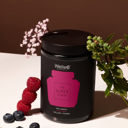 WelleCo The Super Elixir Daily Greens Powder Probiotic Drink Mix