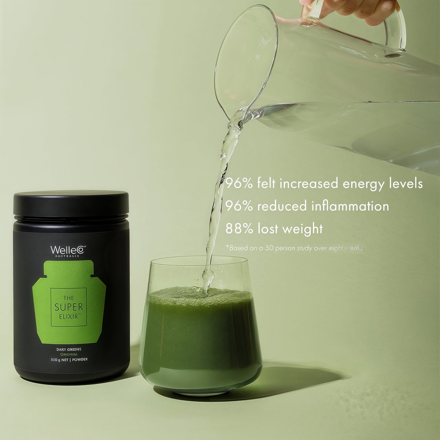WelleCo The Super Elixir Daily Greens Powder Probiotic Drink Mix