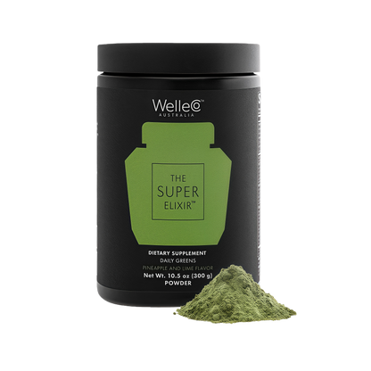 WelleCo The Super Elixir Daily Greens Powder Probiotic Drink Mix